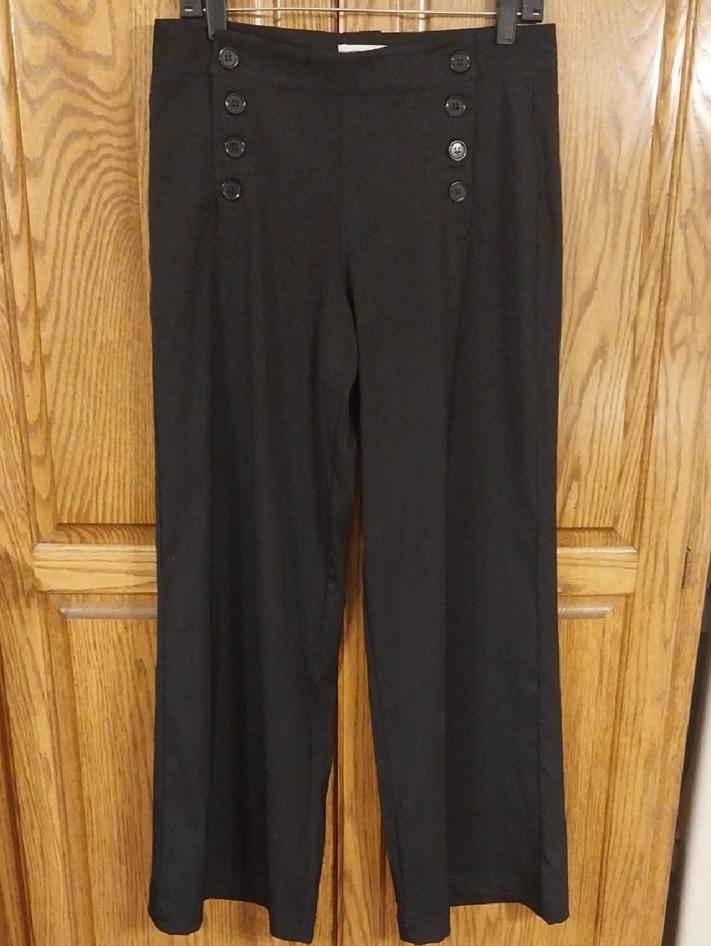 Max Studio NWT Women's High-Rise Sailor Wide-Leg Pants Size 8 Black Coquette